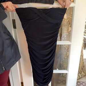 Aqua navy blue strapless dress